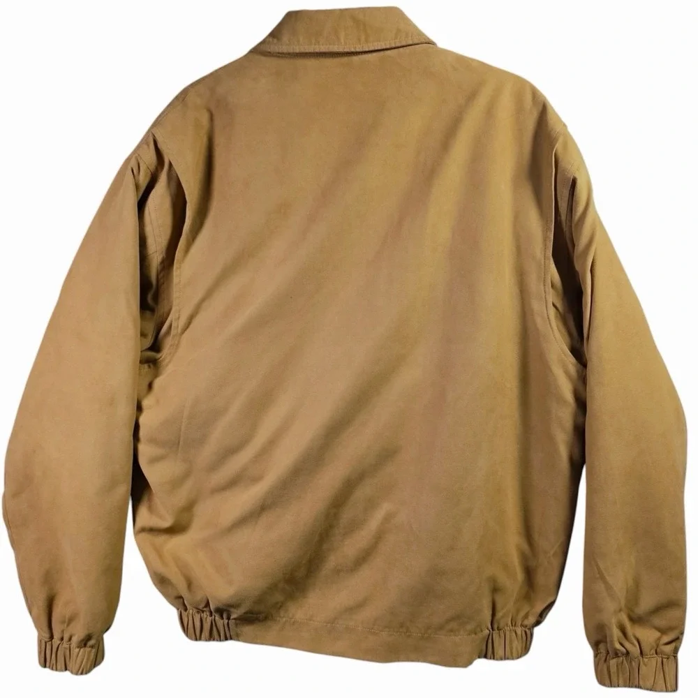Blue Skyline Mens Micro Suede Bomber Harrington Jacket L Tan Plaid Lined